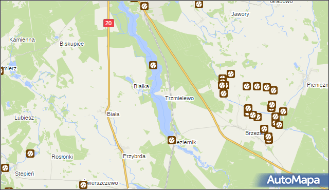 mapa Trzmielewo gmina Rzeczenica, Trzmielewo gmina Rzeczenica na mapie Targeo