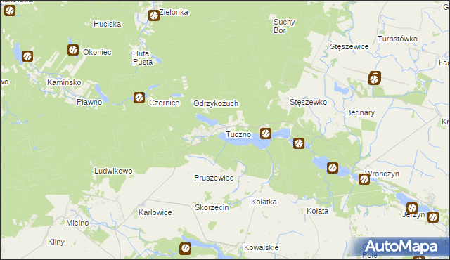 mapa Tuczno gmina Pobiedziska, Tuczno gmina Pobiedziska na mapie Targeo