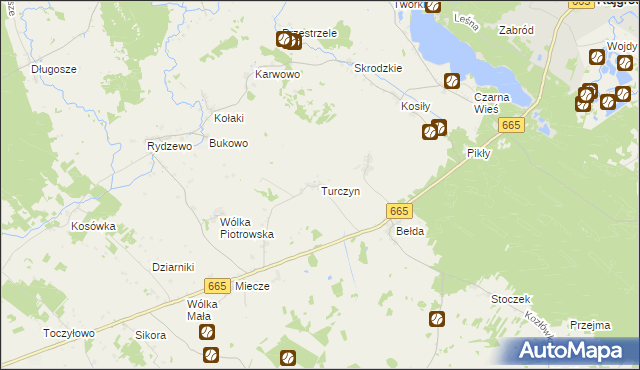 mapa Turczyn gmina Rajgród, Turczyn gmina Rajgród na mapie Targeo