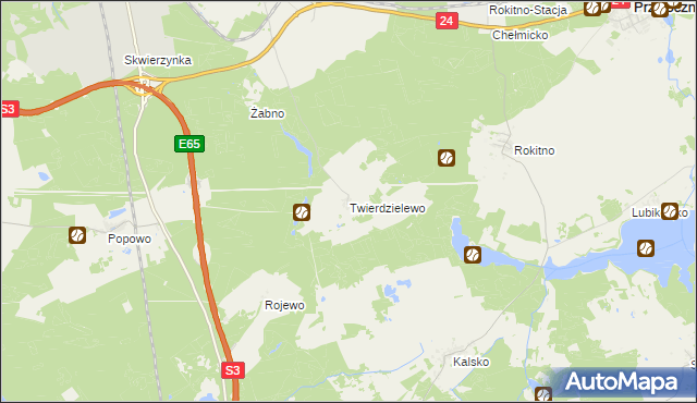 mapa Twierdzielewo, Twierdzielewo na mapie Targeo