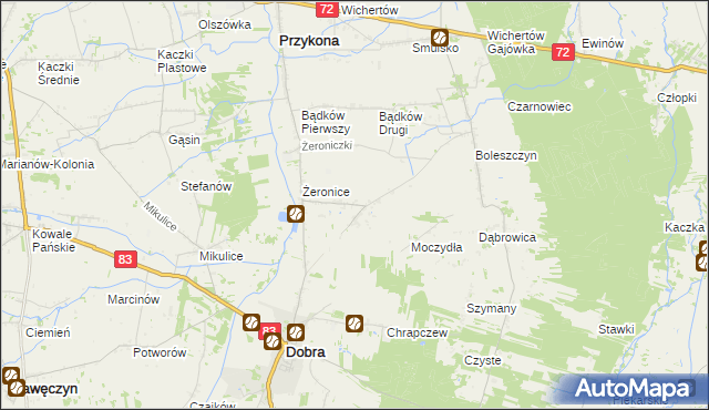 mapa Ugory gmina Dobra, Ugory gmina Dobra na mapie Targeo