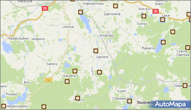 mapa Ugoszcz gmina Studzienice, Ugoszcz gmina Studzienice na mapie Targeo