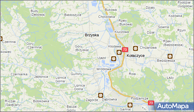 mapa Ujazd gmina Brzyska, Ujazd gmina Brzyska na mapie Targeo