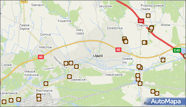 mapa Ujazd powiat strzelecki, Ujazd powiat strzelecki na mapie Targeo