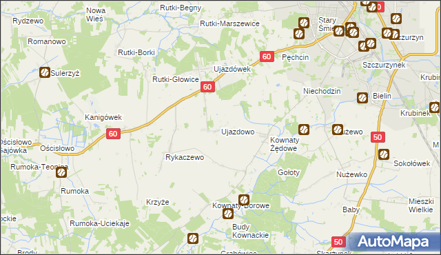 mapa Ujazdowo gmina Ciechanów, Ujazdowo gmina Ciechanów na mapie Targeo