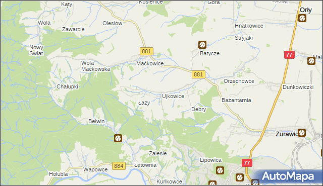 mapa Ujkowice, Ujkowice na mapie Targeo