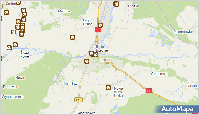 mapa Ujście powiat pilski, Ujście powiat pilski na mapie Targeo