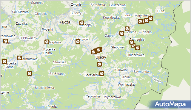 mapa Ujsoły, Ujsoły na mapie Targeo