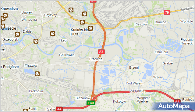 mapa Ulica gmina Kraków, Ulica gmina Kraków na mapie Targeo