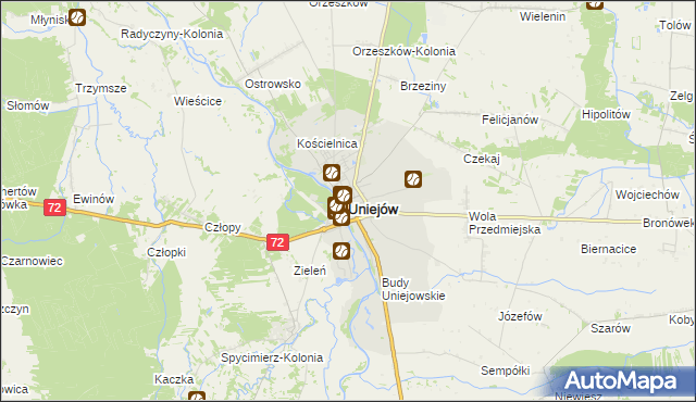 mapa Uniejów, Uniejów na mapie Targeo