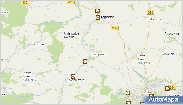 mapa Uniejowice, Uniejowice na mapie Targeo