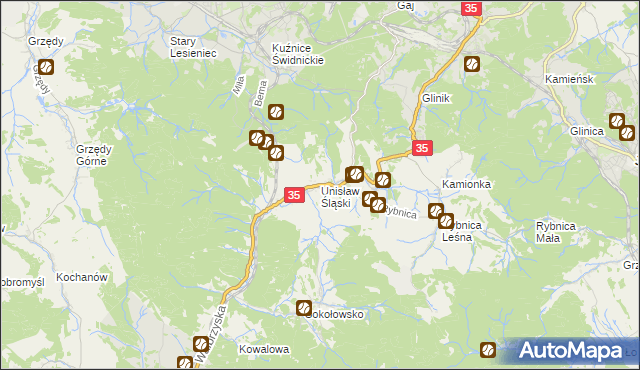 mapa Unisław Śląski, Unisław Śląski na mapie Targeo