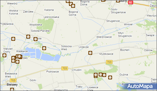 mapa Urzecze gmina Zduny, Urzecze gmina Zduny na mapie Targeo
