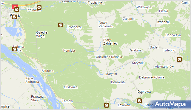 mapa Uścieniec-Kolonia, Uścieniec-Kolonia na mapie Targeo