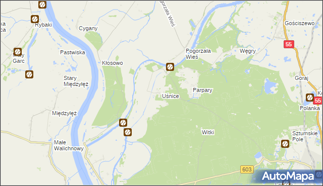 mapa Uśnice, Uśnice na mapie Targeo