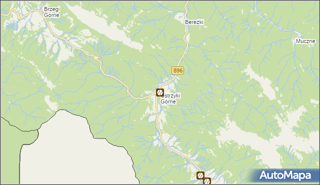 mapa Ustrzyki Górne, Ustrzyki Górne na mapie Targeo