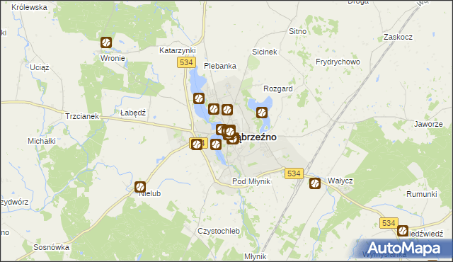 mapa Wąbrzeźno, Wąbrzeźno na mapie Targeo