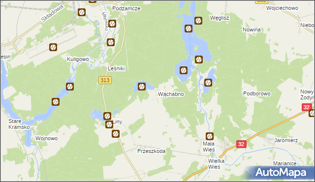 mapa Wąchabno, Wąchabno na mapie Targeo