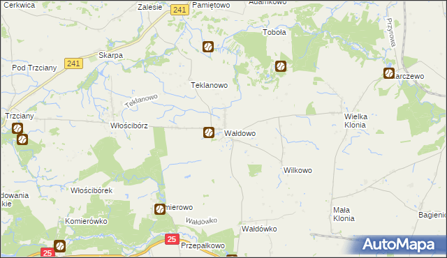 mapa Wałdowo gmina Sępólno Krajeńskie, Wałdowo gmina Sępólno Krajeńskie na mapie Targeo