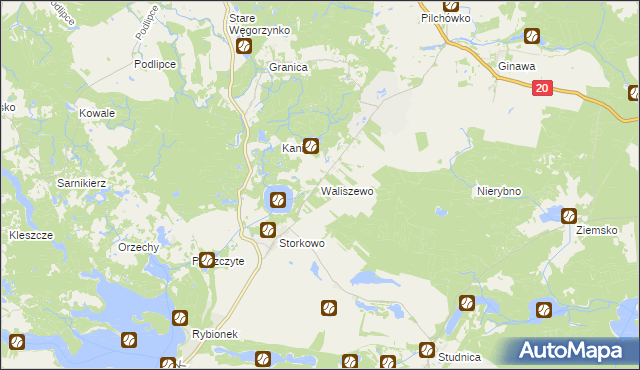 mapa Waliszewo gmina Ińsko, Waliszewo gmina Ińsko na mapie Targeo