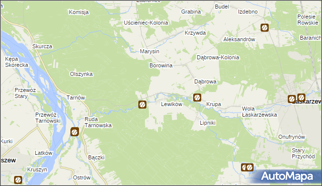 mapa Wanaty gmina Łaskarzew, Wanaty gmina Łaskarzew na mapie Targeo