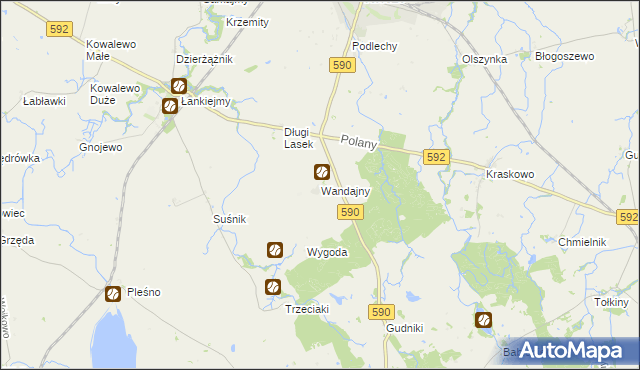 mapa Wandajny, Wandajny na mapie Targeo