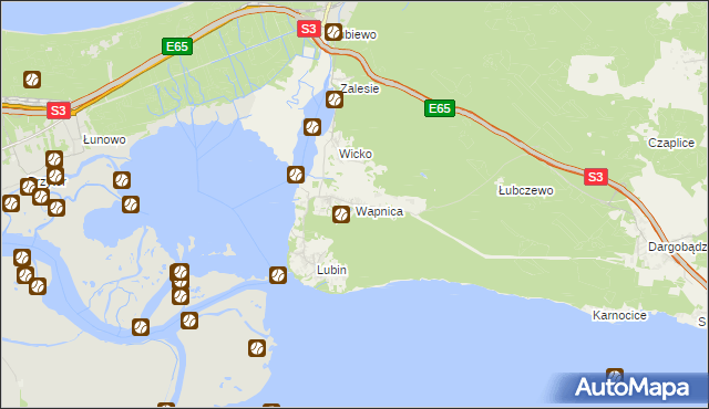 mapa Wapnica gmina Międzyzdroje, Wapnica gmina Międzyzdroje na mapie Targeo