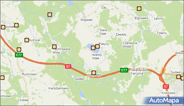 mapa Warlity Małe, Warlity Małe na mapie Targeo