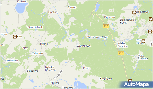 mapa Warszkowo gmina Wejherowo, Warszkowo gmina Wejherowo na mapie Targeo