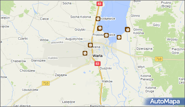 mapa Warta powiat sieradzki, Warta powiat sieradzki na mapie Targeo