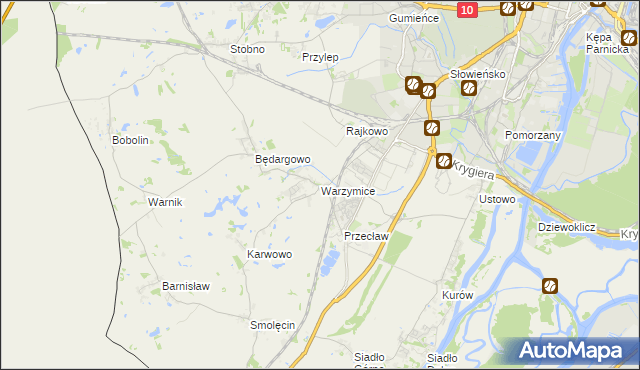 mapa Warzymice, Warzymice na mapie Targeo