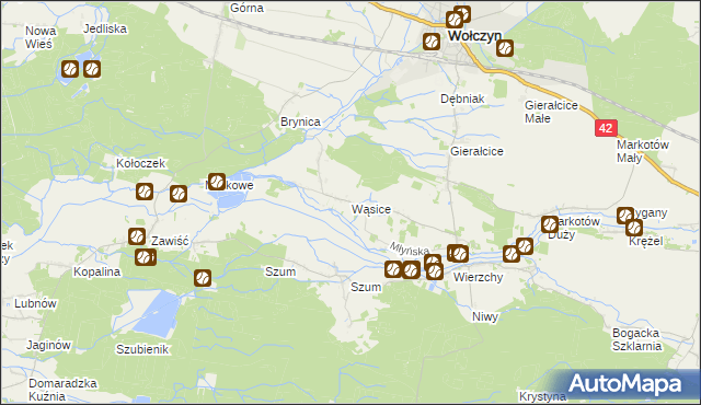 mapa Wąsice, Wąsice na mapie Targeo