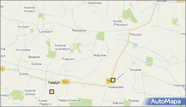 mapa Wasylów gmina Telatyn, Wasylów gmina Telatyn na mapie Targeo