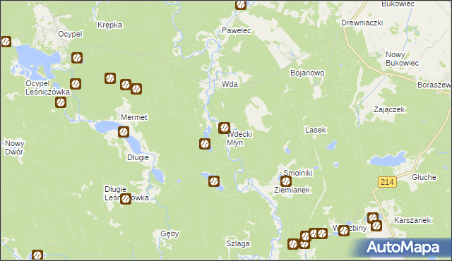 mapa Wdecki Młyn, Wdecki Młyn na mapie Targeo