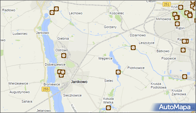 mapa Węgierce gmina Pakość, Węgierce gmina Pakość na mapie Targeo