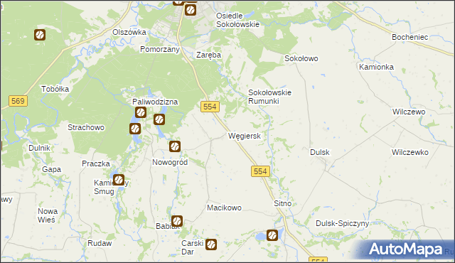 mapa Węgiersk, Węgiersk na mapie Targeo