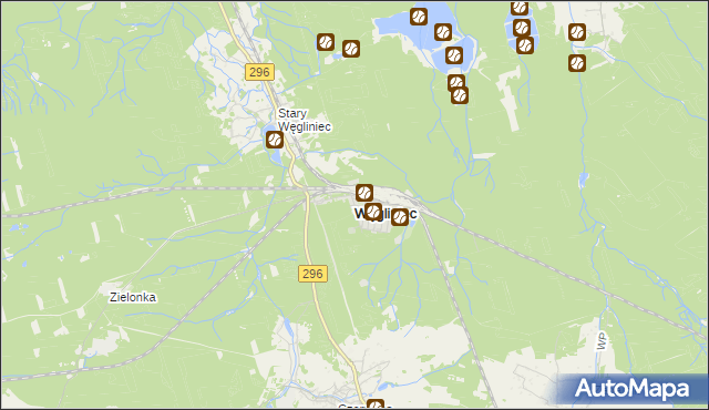 mapa Węgliniec powiat zgorzelecki, Węgliniec powiat zgorzelecki na mapie Targeo