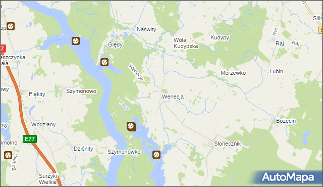 mapa Wenecja gmina Morąg, Wenecja gmina Morąg na mapie Targeo