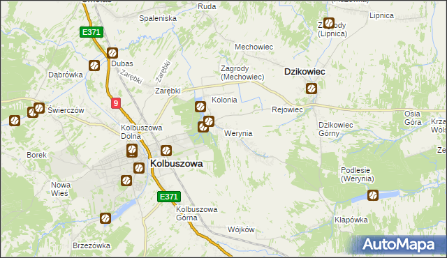 mapa Werynia, Werynia na mapie Targeo