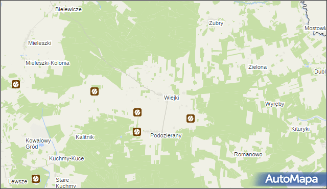 mapa Wiejki, Wiejki na mapie Targeo