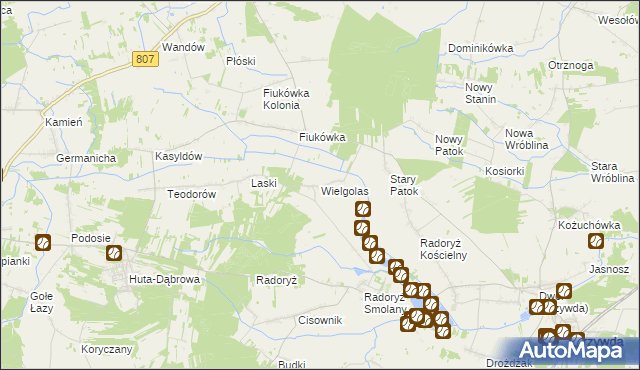 mapa Wielgolas gmina Krzywda, Wielgolas gmina Krzywda na mapie Targeo