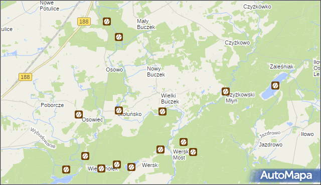 mapa Wielki Buczek gmina Lipka, Wielki Buczek gmina Lipka na mapie Targeo