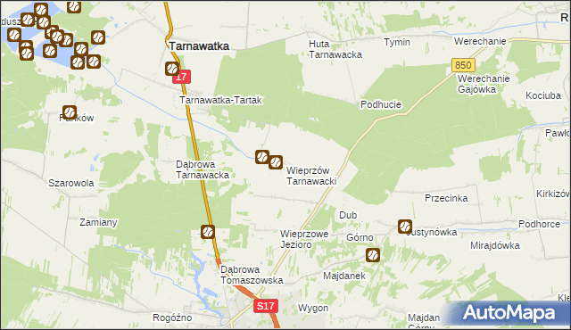 mapa Wieprzów Tarnawacki, Wieprzów Tarnawacki na mapie Targeo