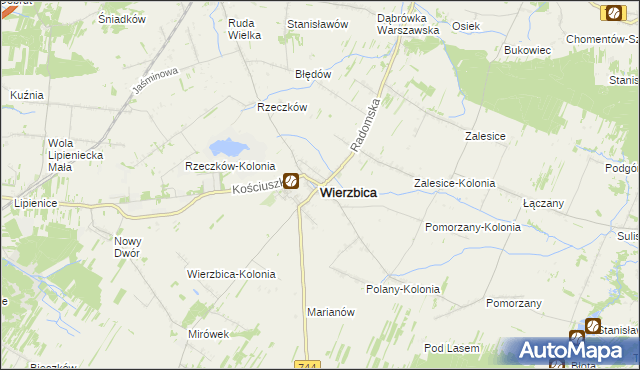mapa Wierzbica powiat radomski, Wierzbica powiat radomski na mapie Targeo