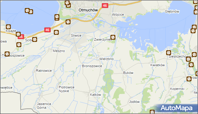 mapa Wierzbno gmina Otmuchów, Wierzbno gmina Otmuchów na mapie Targeo