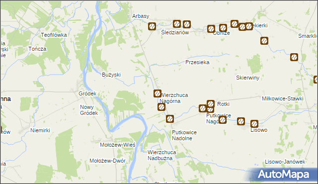 mapa Wierzchuca Nagórna, Wierzchuca Nagórna na mapie Targeo