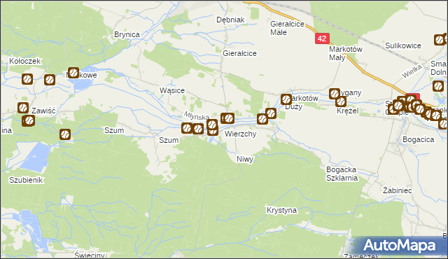 mapa Wierzchy gmina Wołczyn, Wierzchy gmina Wołczyn na mapie Targeo