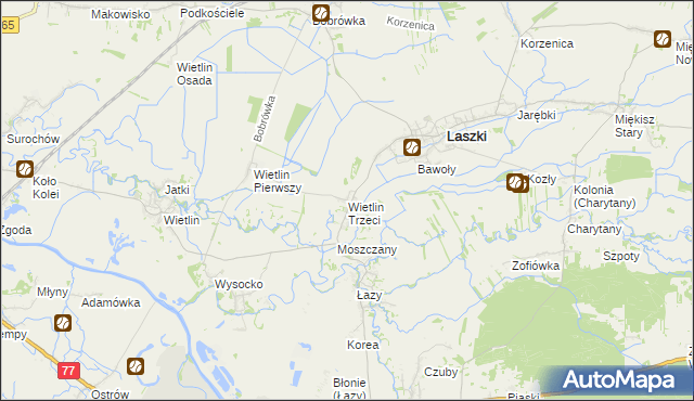 mapa Wietlin Trzeci, Wietlin Trzeci na mapie Targeo