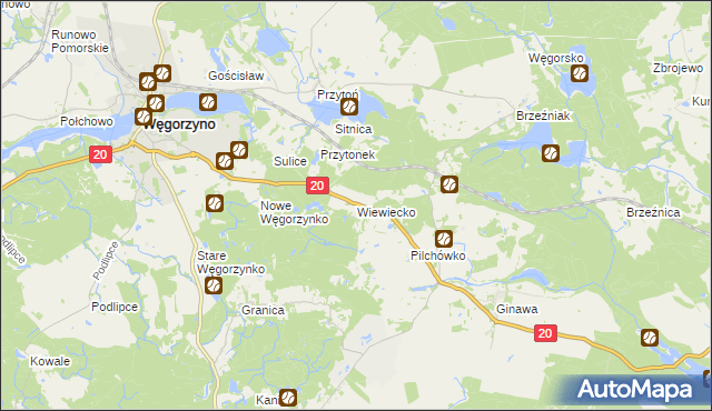 mapa Wiewiecko, Wiewiecko na mapie Targeo