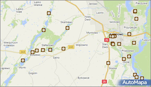 mapa Więzowno, Więzowno na mapie Targeo